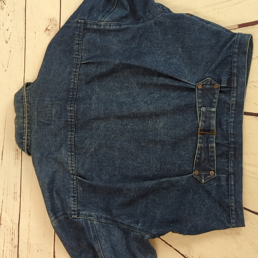 Vintage Nuggetswear oversized cropped blue denim jean jacket, sz Med - Picture 11 of 16